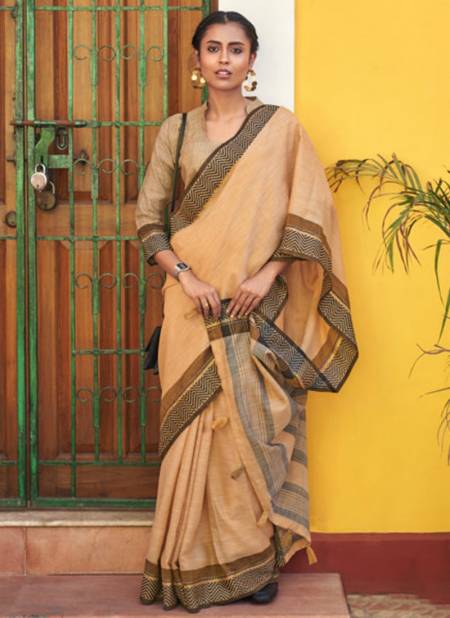 Mustard Colour SANGAM ETHNIC STYLE Fancy Ethnic Wear Printed Linen Saree Collection 4130